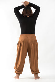 Plus Size Genie Women's Cotton Harem Pants in Brown