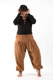 Plus Size Genie Women's Cotton Harem Pants in Brown