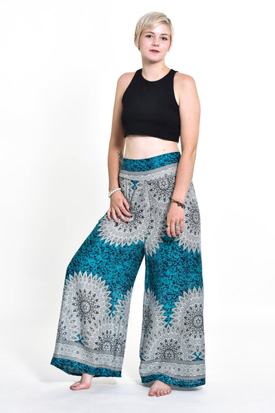 Marble Mandalas Palazzo Style Harem Pants in Turquoise