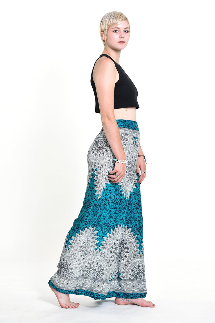 Marble Mandalas Palazzo Style Harem Pants in Turquoise