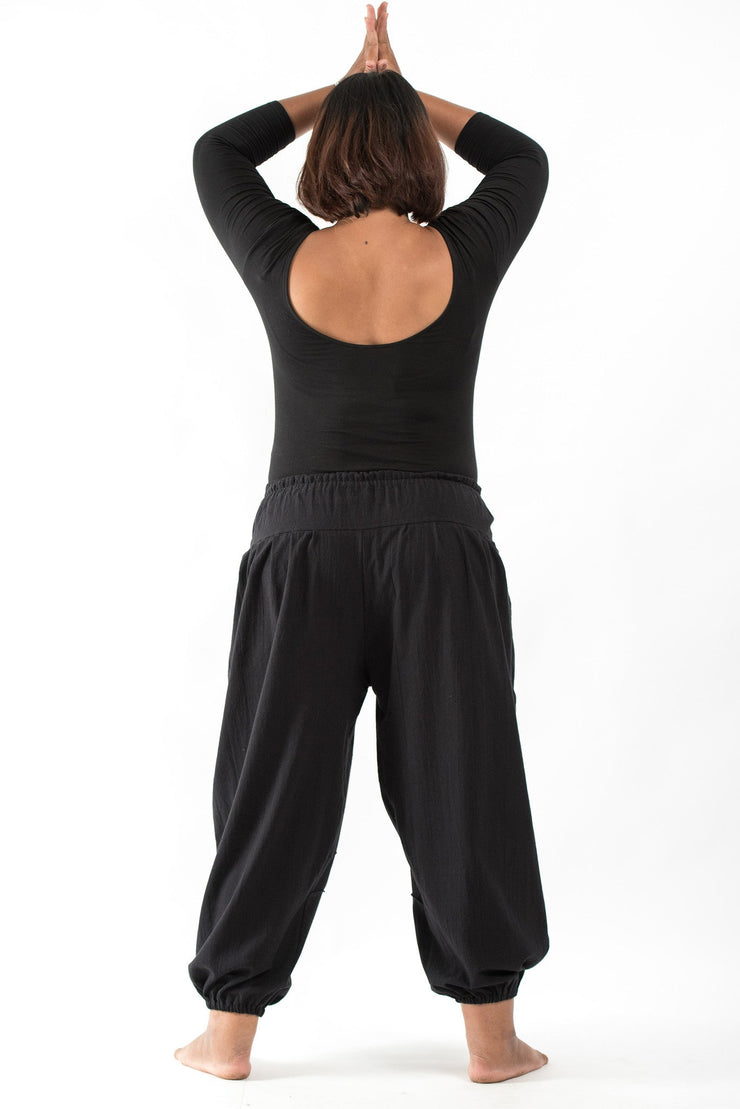 Plus Size Genie Women's Cotton Harem Pants in Black