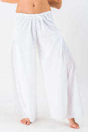 Women's Thai Harem Double Layers Palazzo Pants in Solid White