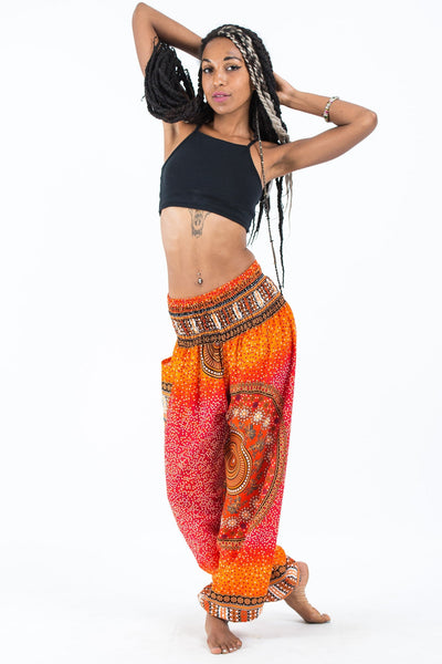 Tribal Chakras Women's Harem Pants in Orange