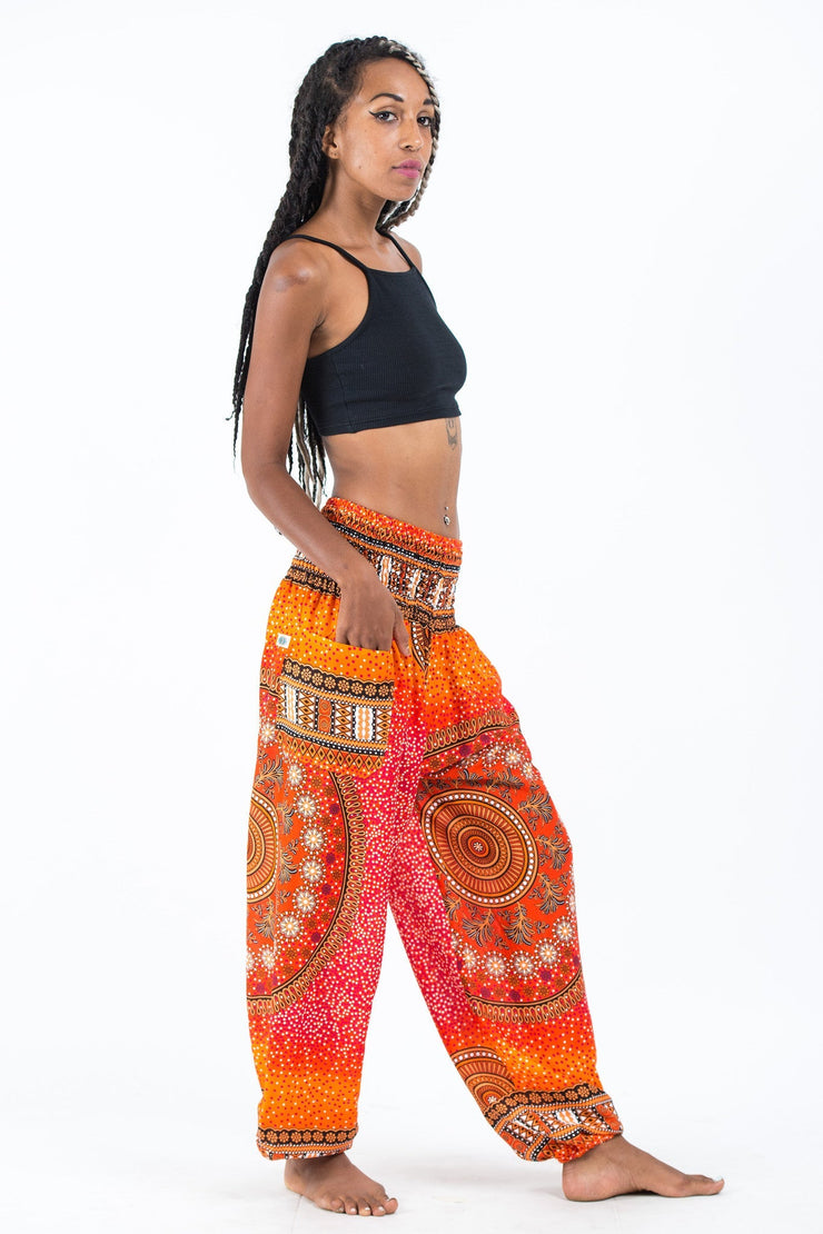 Tribal Chakras Women's Harem Pants in Orange