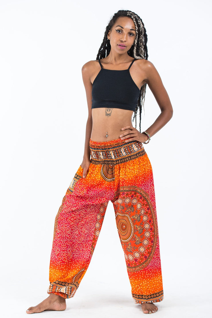 Tribal Chakras Women's Harem Pants in Orange