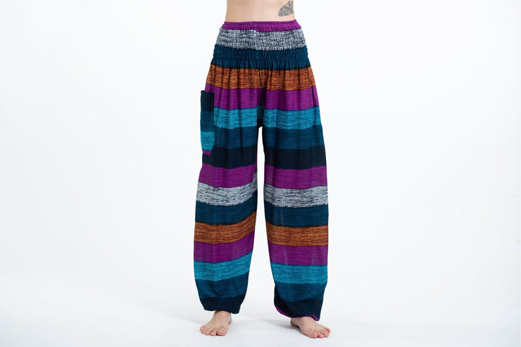 Boho Striped Women's Harem Pants in Blue