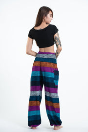 Boho Striped Women's Harem Pants in Blue