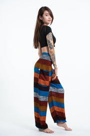 Boho Striped Women's Harem Pants in Rust