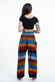 Boho Striped Women's Harem Pants in Rust