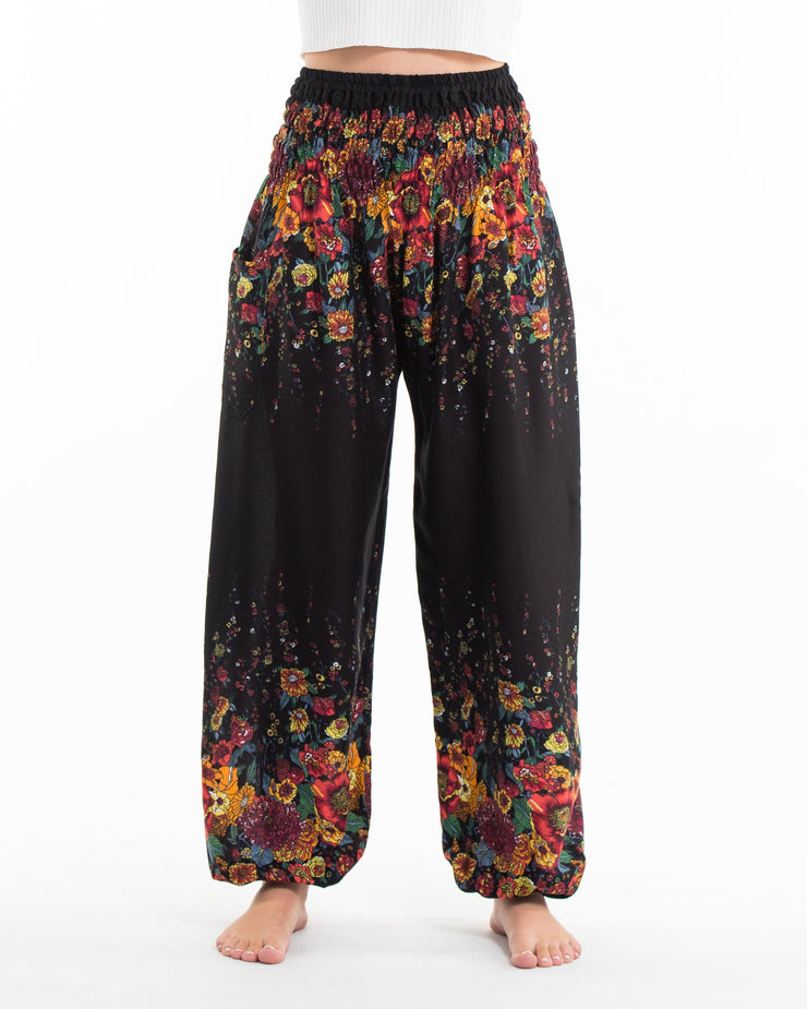 Floral Women's Harem Pants in Black