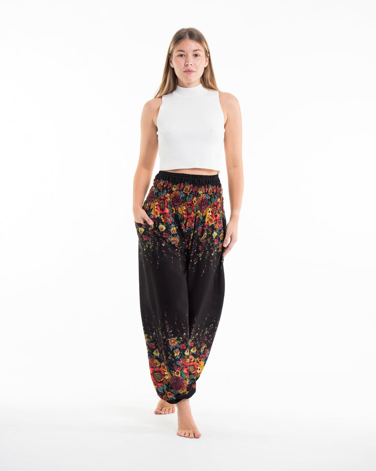 Floral Women's Harem Pants in Black