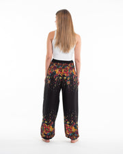 Floral Women's Harem Pants in Black