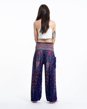 Peacock Feathers Women's Harem Pants in Blue