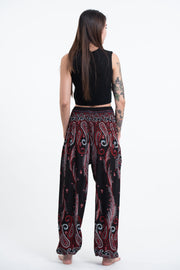 Paisley Feathers Women's Harem Pants in Black