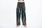 Paisley Feathers Women's Harem Pants in Green