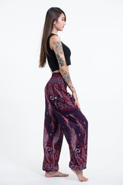 Paisley Feathers Women's Harem Pants in Purple