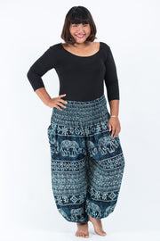 Plus Size Marble Elephant Women's Elephant Pants in Black