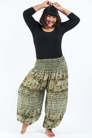 Plus Size Marble Elephant Women's Elephant Pants in Olive