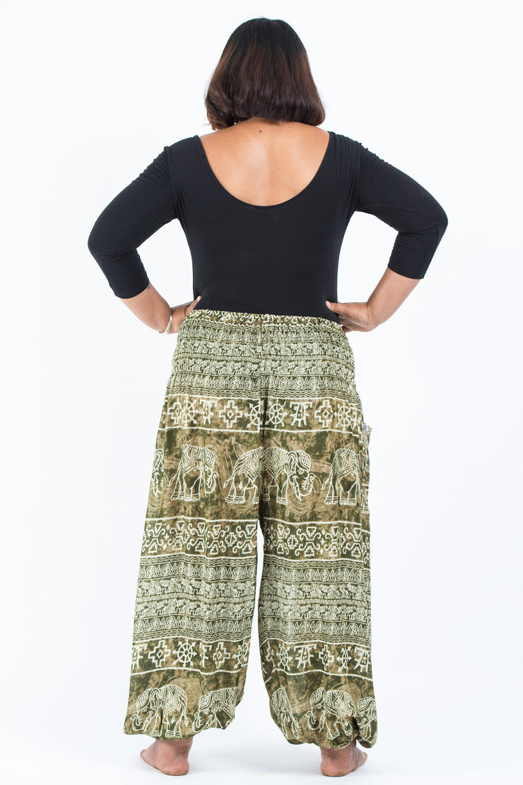 Plus Size Marble Elephant Women's Elephant Pants in Olive