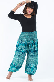 Plus Size Marble Elephant Women's Elephant Pants in Turquoise