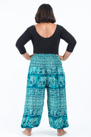 Plus Size Marble Elephant Women's Elephant Pants in Turquoise