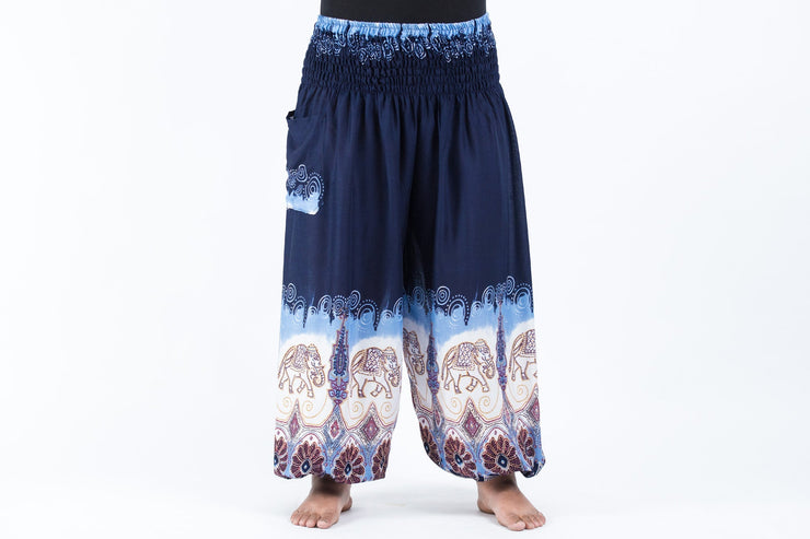 Plus Size Solid Top Elephant Women's Elephant Pants in Blue