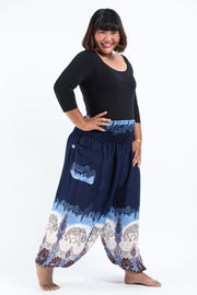 Plus Size Solid Top Elephant Women's Elephant Pants in Blue