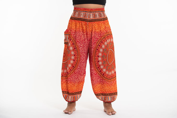 Plus Size Tribal Chakras Women's Harem Pants in Orange