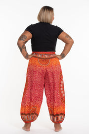 Plus Size Tribal Chakras Women's Harem Pants in Orange