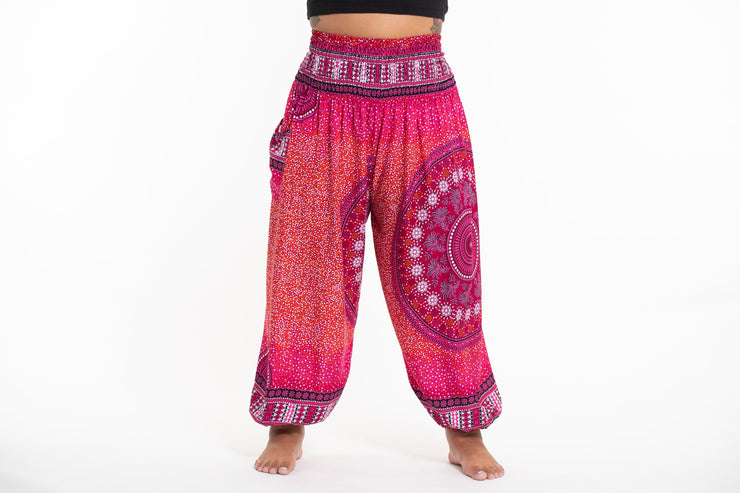 Plus Size Tribal Chakras Women's Harem Pants in Pink