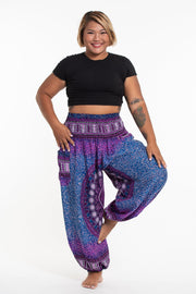 Plus Size Tribal Chakras Women's Harem Pants in Purple