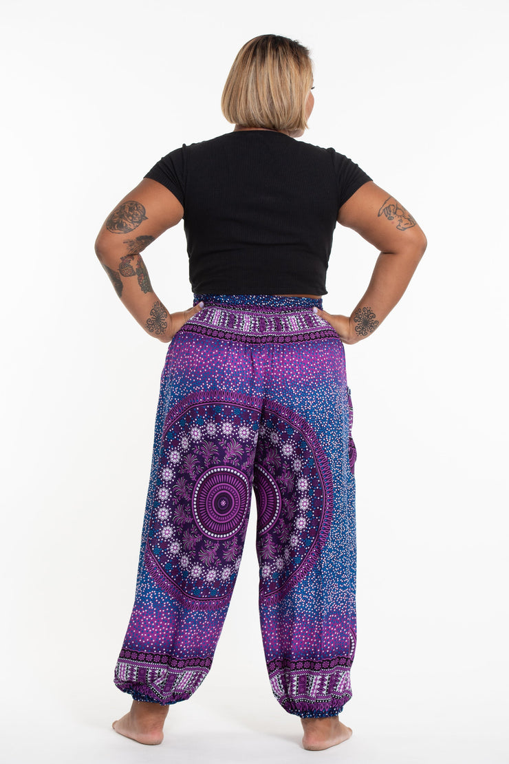 Plus Size Tribal Chakras Women's Harem Pants in Purple