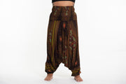 Plus Size Peacock Eyes 2-in-1 Jumpsuit Harem Pants in Brown