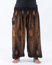 Plus Size Peacock Eye Women's Harem Pants in Brown