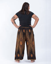 Plus Size Peacock Eye Women's Harem Pants in Brown