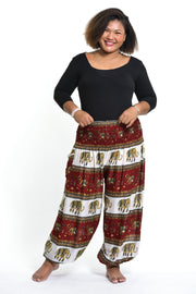 Plus Size Elephant Bliss Women's Elephant Pants in Red