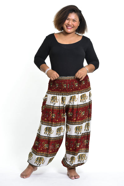 Plus Size Elephant Bliss Women's Elephant Pants in Red