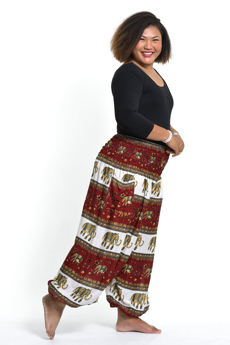 Plus Size Elephant Bliss Women's Elephant Pants in Red