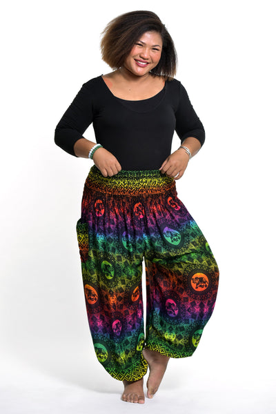 Plus Size Rainbow Elephant Women's Elephant Pants in Green