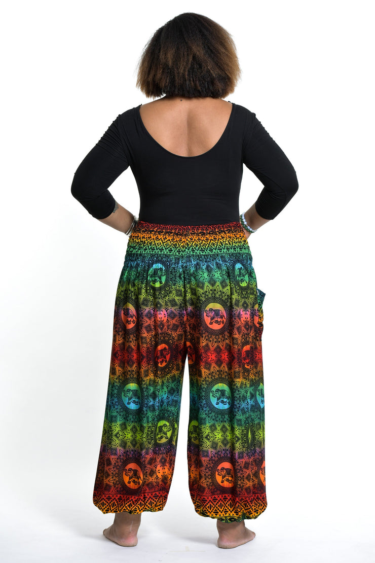 Plus Size Rainbow Elephant Women's Elephant Pants in Orange