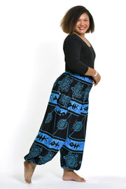 Plus Size Turtle Print Women's Harem Pants in Blue