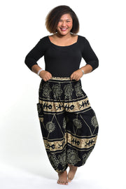 Plus Size Turtle Print Women's Harem Pants in Gold