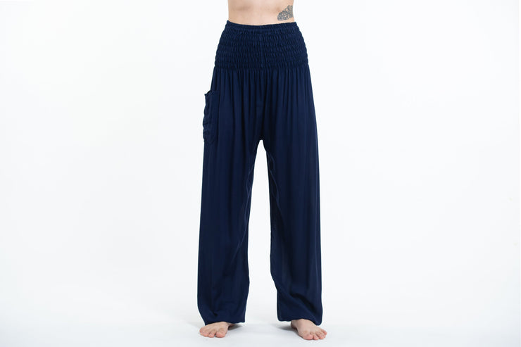 Solid Color Women's Tall Harem Pants in Blue