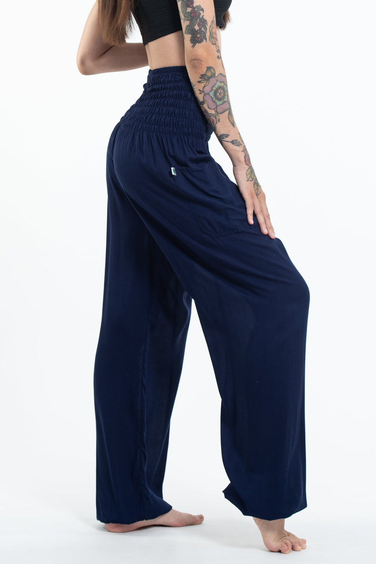 Solid Color Women's Tall Harem Pants in Blue