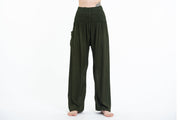 Solid Color Women's Tall Harem Pants in Dark Green