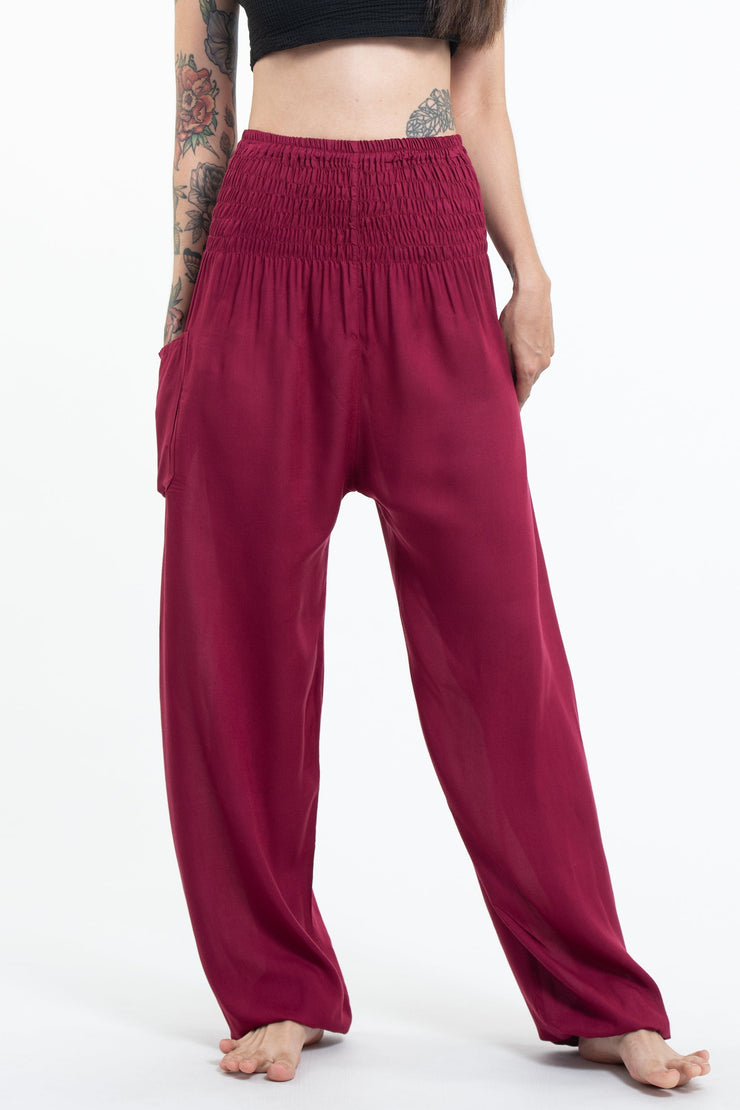 Solid Color Women's Tall Harem Pants in Red