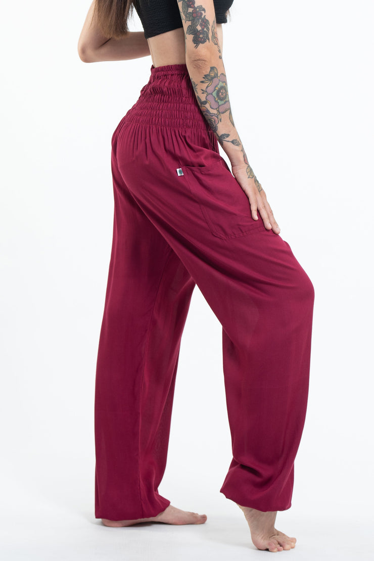 Solid Color Women's Tall Harem Pants in Red