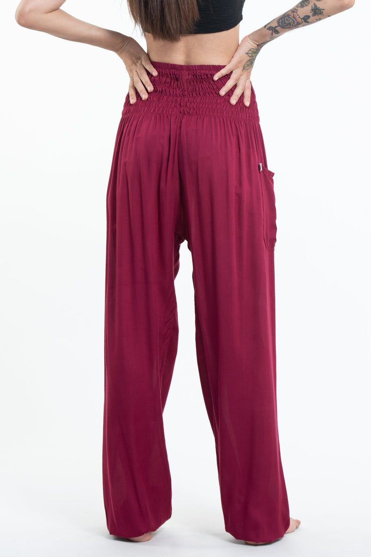 Solid Color Women's Tall Harem Pants in Red