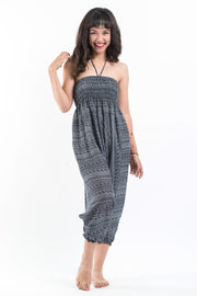 Aztec Stripes 2-in-1 Jumpsuit Harem Pants in Black