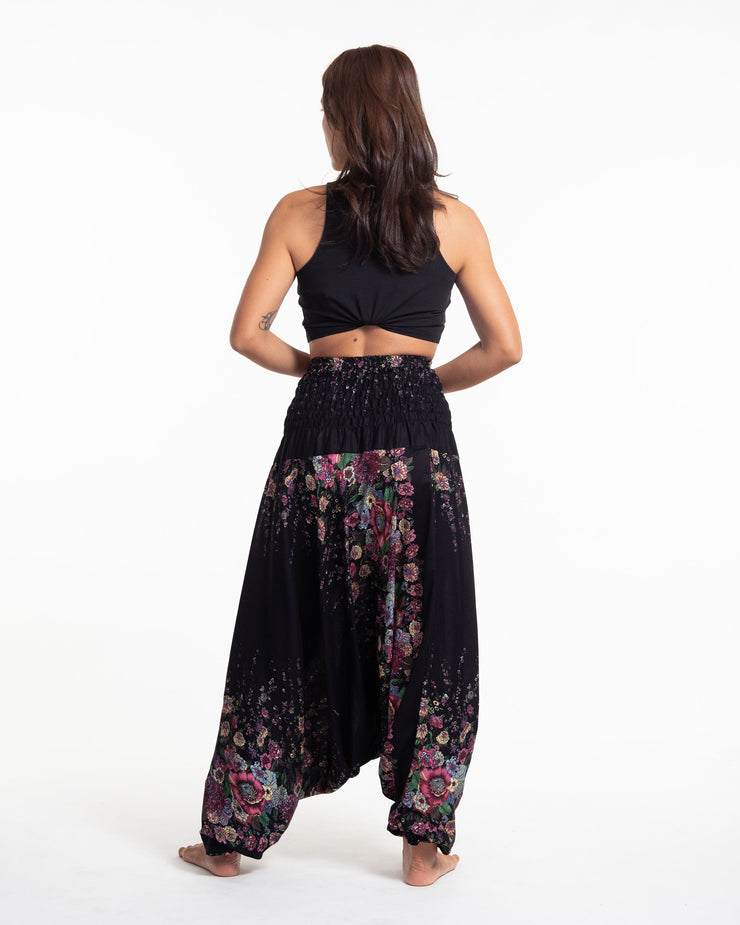 Floral 2-in-1 Jumpsuit Harem Pants in Black